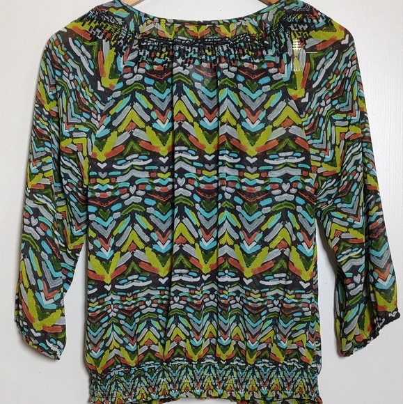 Daniel Rainn Vibrant Multicolor Patterned Women's Top - Picture 6 of 6